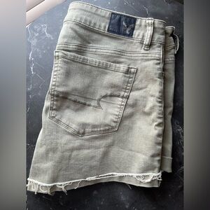 American Eagle Outfitters Olive Hi-Rise Denim Shorts. Super super stretch